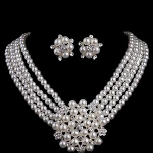 Elegant Pearl Necklace and Earring Set